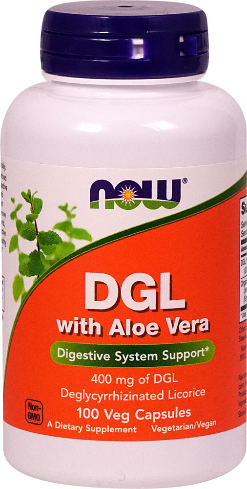 NOW DGL с алоэ вера — 400 мг — 100 растительных капсул NOW Foods