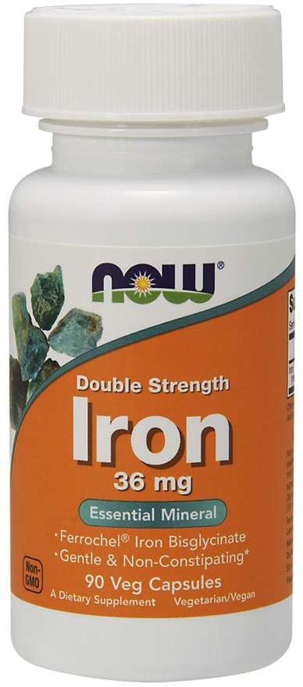 Железо двойной силы - 36 мг - 90 растительных капсул - NOW Foods NOW Foods