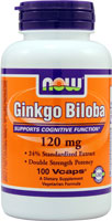 Double Strength Ginkgo Biloba -- 120 mg - 100 Veg Caps (Вегетарианские капсулы) NOW Foods