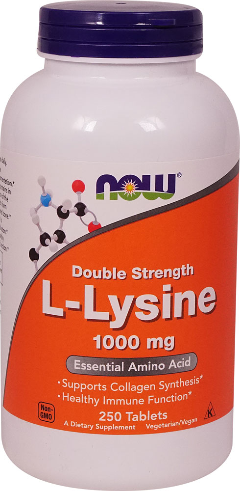 Double Strength L-Lysine -- 1000 mg - 250 Tablets (Таблетки) NOW Foods