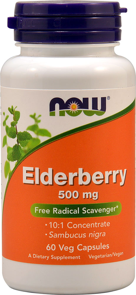 Elderberry -- 500 mg - 60 Veg Capsules (Вегетарианские капсулы) NOW Foods