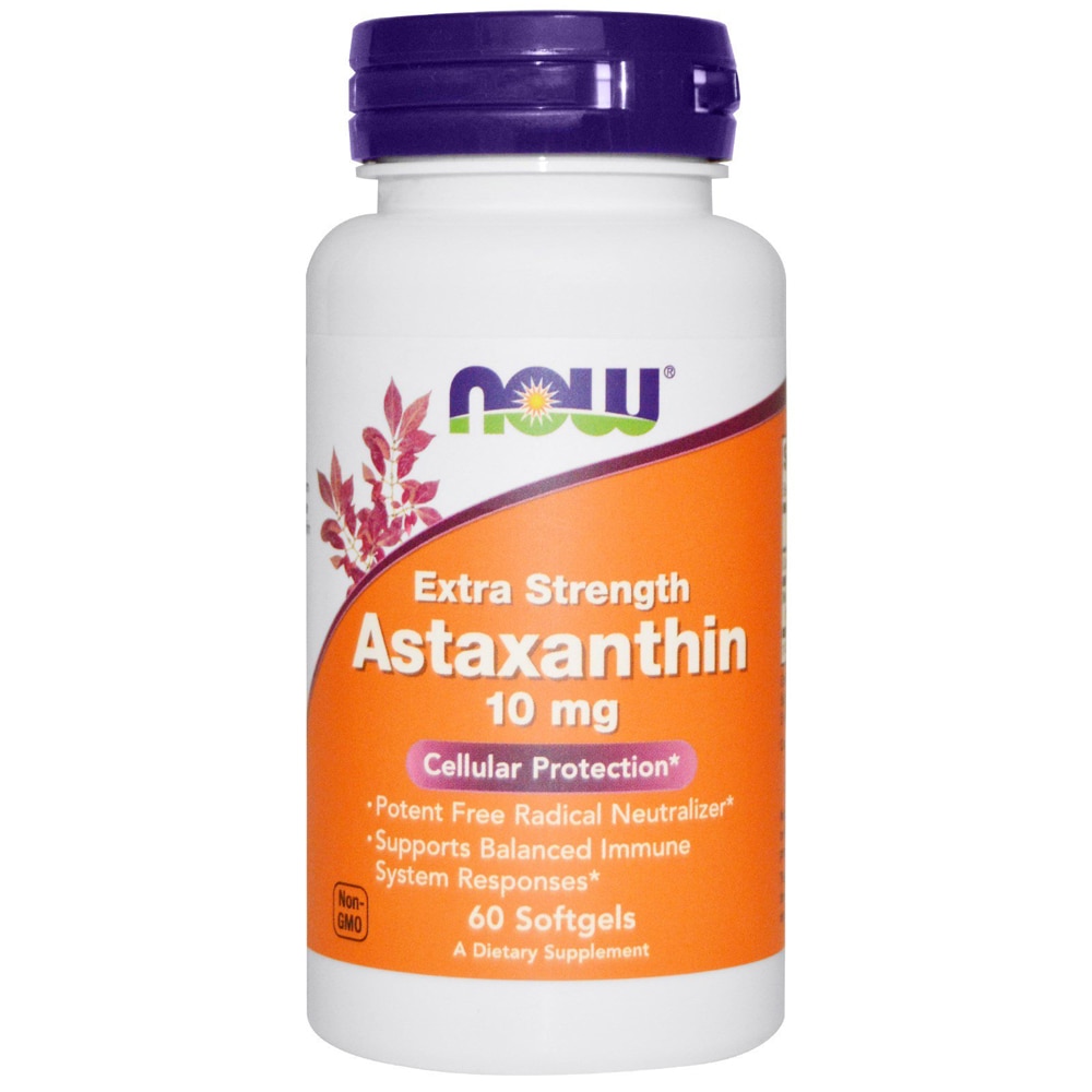 Extra Strength Astaxanthin -- 10 mg - 60 Softgels (Мягкие капсулы) NOW Foods