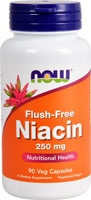 Ниацин NOW Flush Free -- 250 мг -- 90 растительных капсул NOW Foods