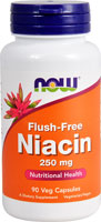 Flush Free Niacin -- 250 mg - 90 Veg Capsules (Вегетарианские капсулы) NOW Foods