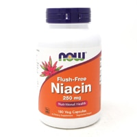 Ниацин NOW Flush-Free — 250 мг — 180 растительных капсул NOW Foods