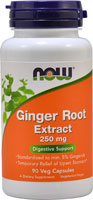 Экстракт корня имбиря NOW — 250 мг — 90 растительных капсул NOW Foods