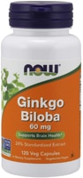 Ginkgo Biloba -- 60 mg - 120 Veg Capsules (Вегетарианские капсулы) NOW Foods