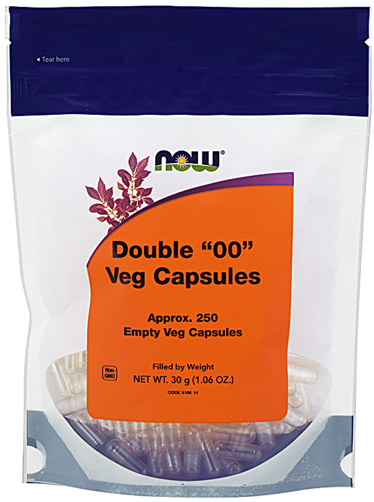 NOW Healthy Foods VCAPS Double 00 — 250 пустых растительных капсул NOW Foods