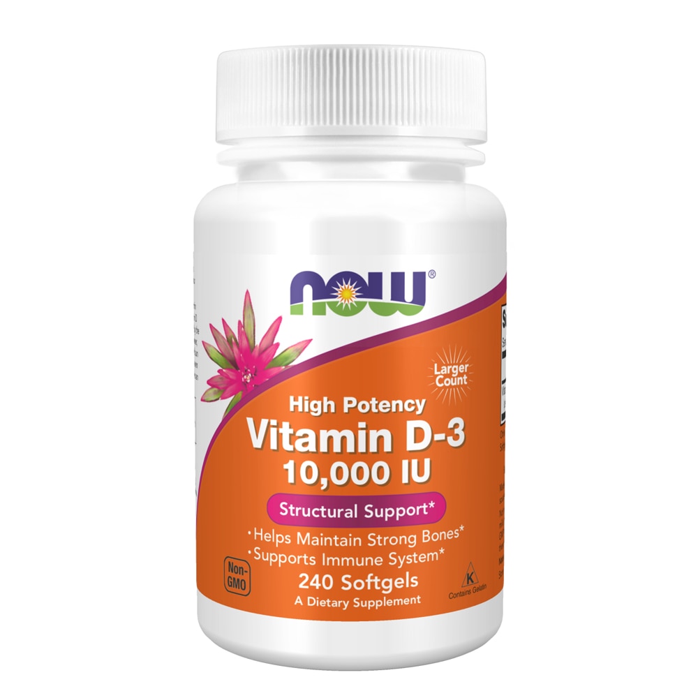 Витамин D-3 высокой активности - 10000 МЕ - 240 мягких капсул - NOW Foods NOW Foods