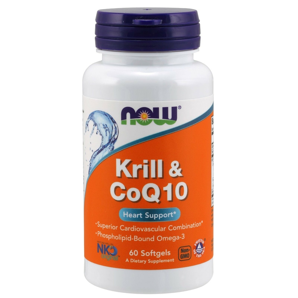 Krill & CoQ10 Heart Support -- 60 Softgels (Мягкие капсулы) NOW Foods