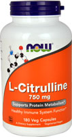 NOW L-цитруллин - 750 мг - 180 вегетарианских капсул NOW Foods
