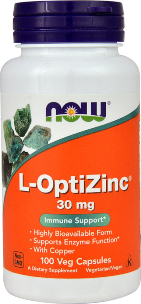 L-Optizinc - 30 мг - 100 вегетарианских капсул - NOW Foods NOW Foods