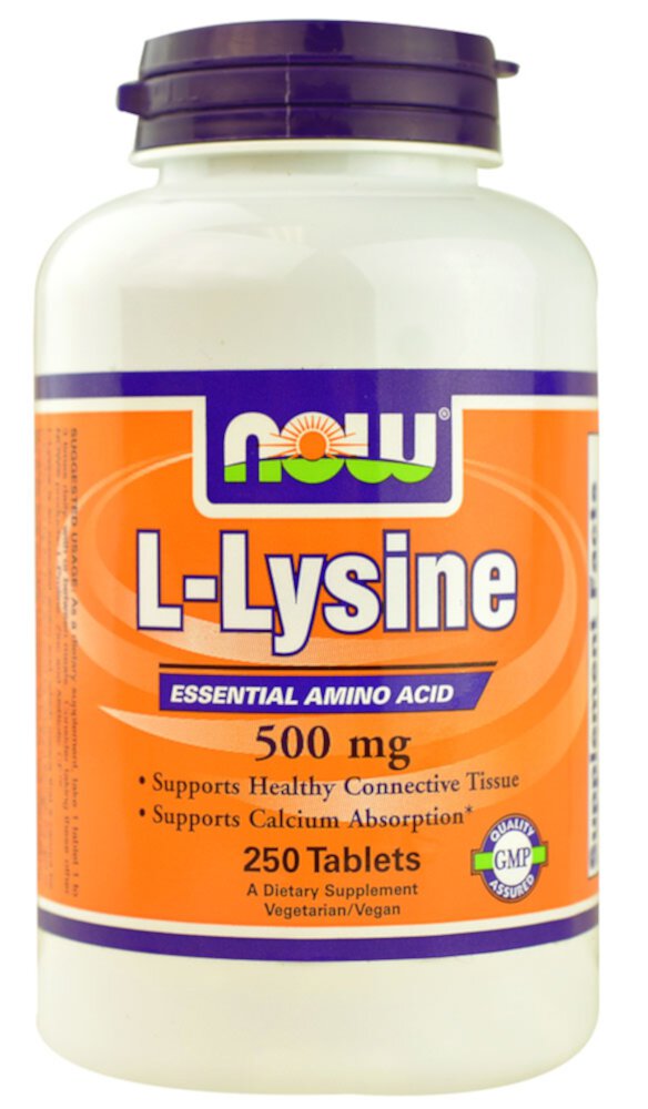 L-Lysine -- 500 mg - 250 Tablets (Таблетки) NOW Foods