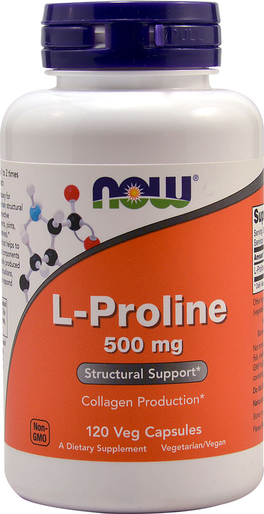 L-Proline -- 500 mg - 120 Veg Capsules (Вегетарианские капсулы) NOW Foods