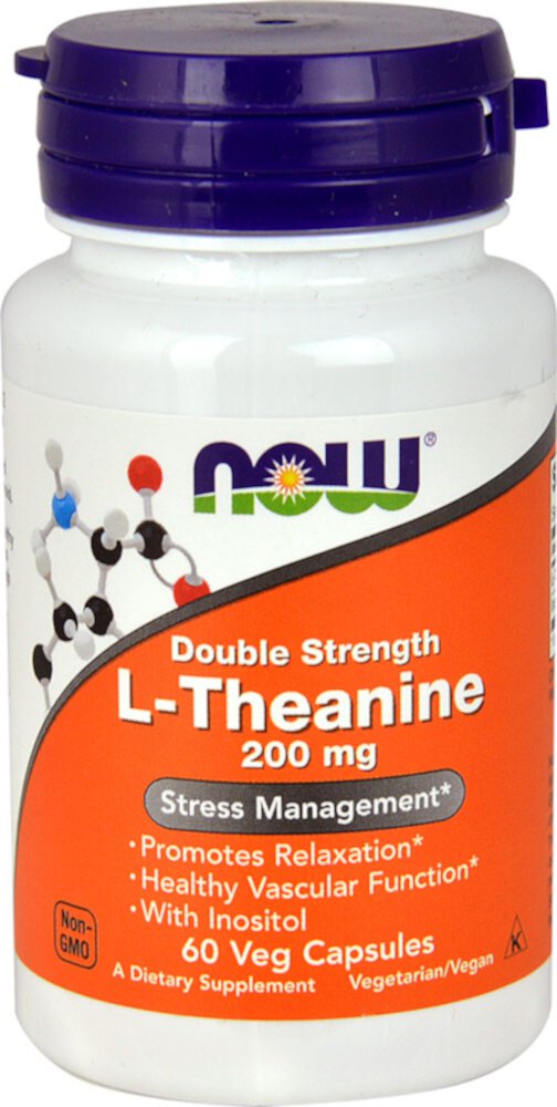 L-Теанин Двойная Сила - 200 мг - 60 растительных капсул - NOW Foods NOW Foods