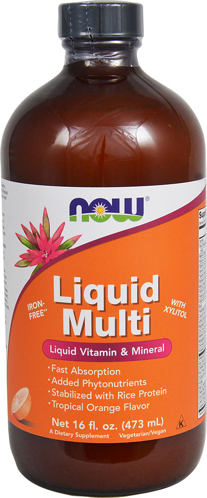 Liquid (Жидкость) Multi Iron Free Tropical Orange -- 16 fl oz (Жидкие унции) NOW Foods