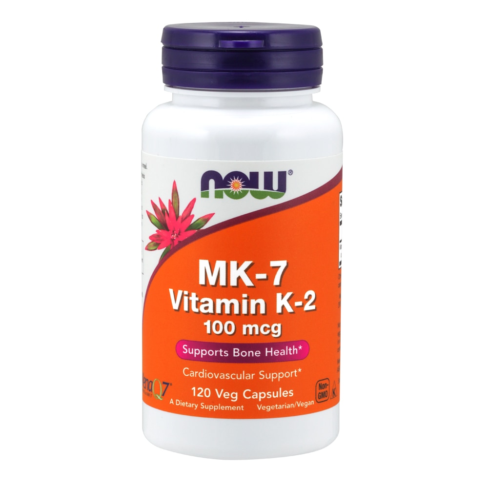 MK-7 Vitamin K2 -- 100 mcg - 120 Veg Capsules (Вегетарианские капсулы) NOW Foods