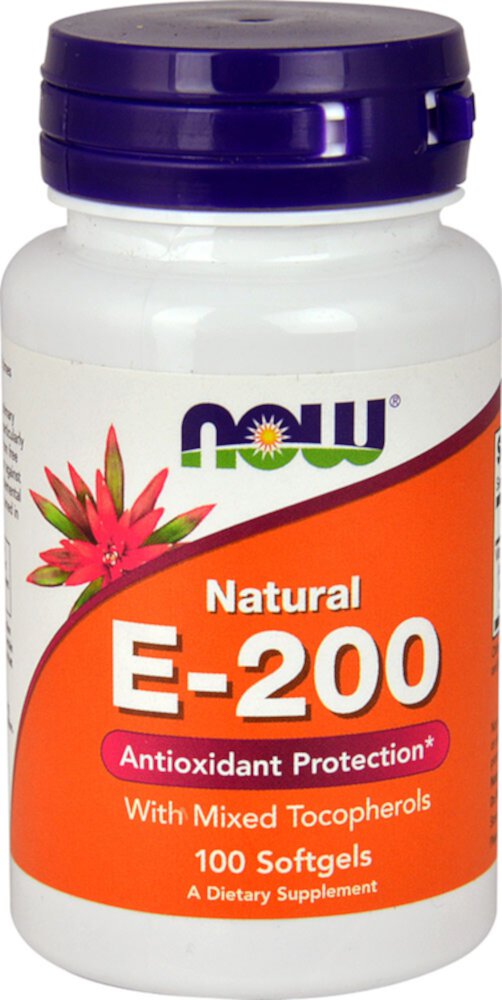 Натуральный E-200 - 200 МЕ - 100 капсул - NOW Foods NOW Foods