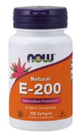 NOW Natural E-200 — 100 мягких капсул NOW Foods