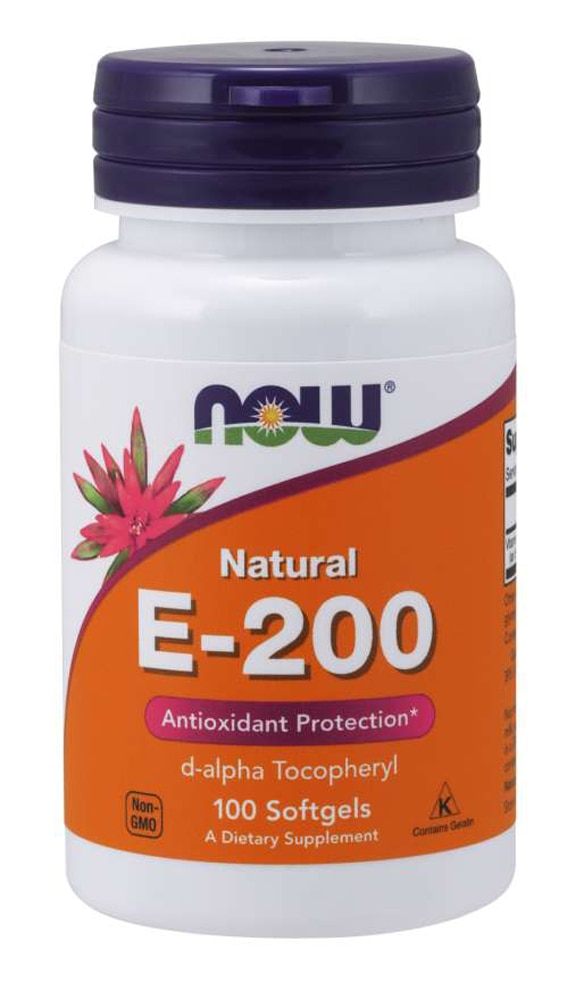 NOW Natural E-200 — 100 мягких капсул NOW Foods