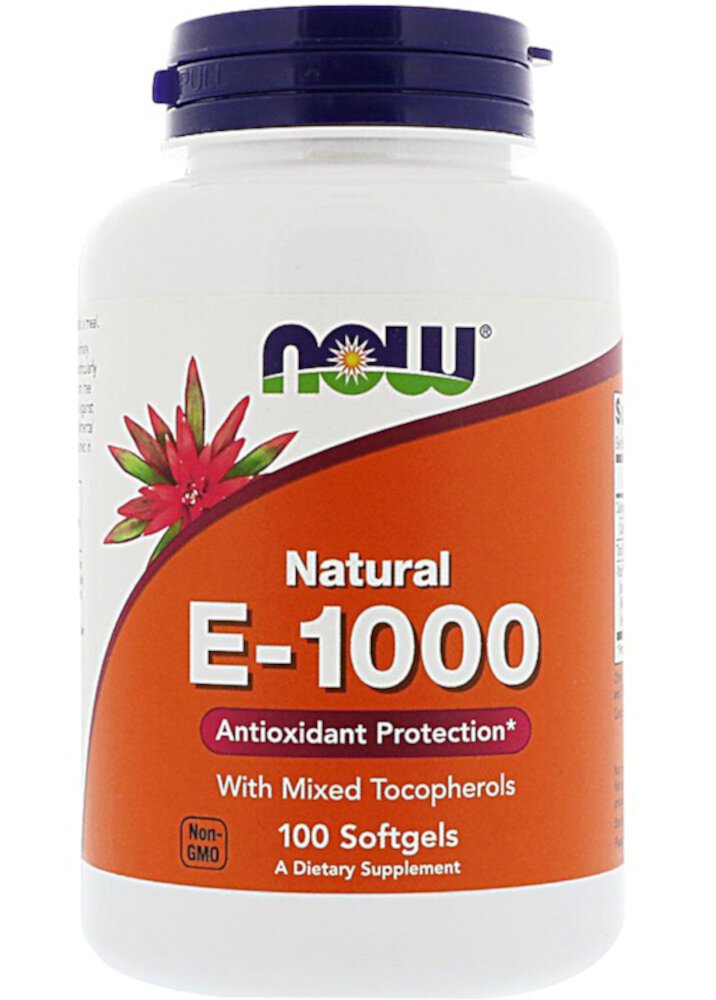 Natural E-1000 -- 100 Softgels (Мягкие капсулы) NOW Foods