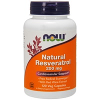 NOW Natural Resveratrol -- 200 мг -- 120 вегетарианских капсул NOW Foods