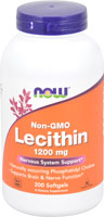 Non-GMO Lecithin -- 1200 mg - 200 Softgels (Мягкие капсулы) NOW Foods