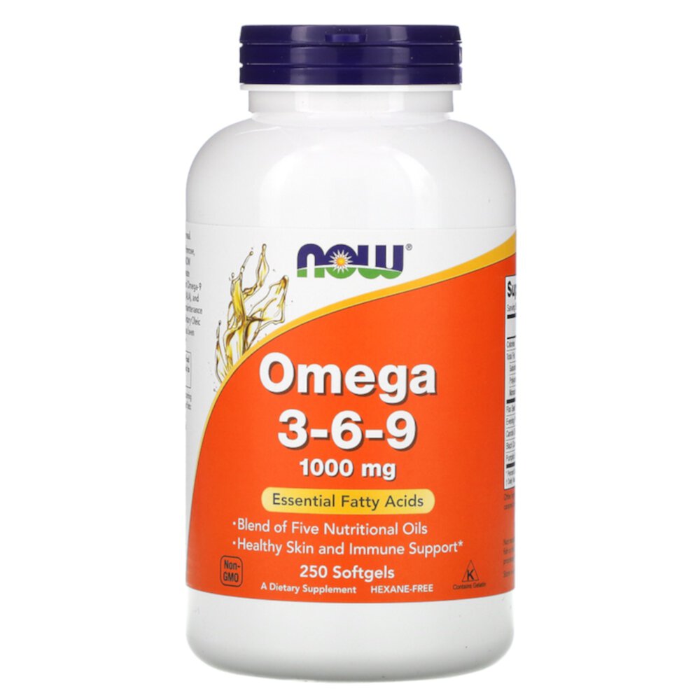 Omega 3-6-9 -- 1000 mg - 250 Softgels (Мягкие капсулы) NOW Foods