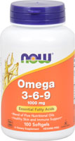 Omega 3-6-9 -- 1000 mg - 100 Softgels (Мягкие капсулы) NOW Foods