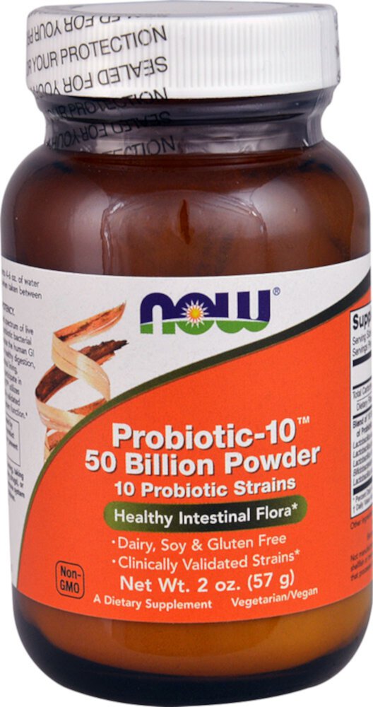 Probiotic-10™ 50 Billion Powder (Порошок) -- 2 oz (Унции) NOW Foods