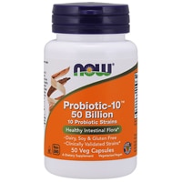 NOW Probiotic-10™ -- 50 миллиардов – 50 вегетарианских капсул NOW Foods