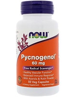 Pycnogenol -- 60 mg - 50 Vegetarian Capsules (Вегетарианские капсулы) NOW Foods