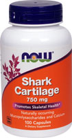 Акулий хрящ — 750 мг — 100 капсул NOW Foods
