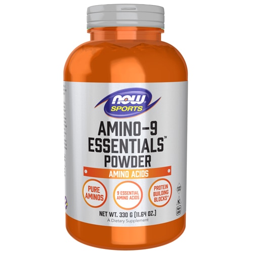 Amino-9 Essentials™ Спортивный порошок 330 г - 9 незаменимых аминокислот NOW Foods