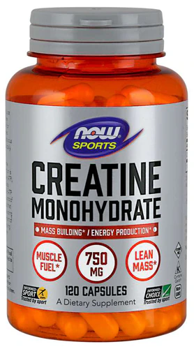 Моногидрат креатина для спорта NOW — 750 мг — 120 капсул NOW Foods