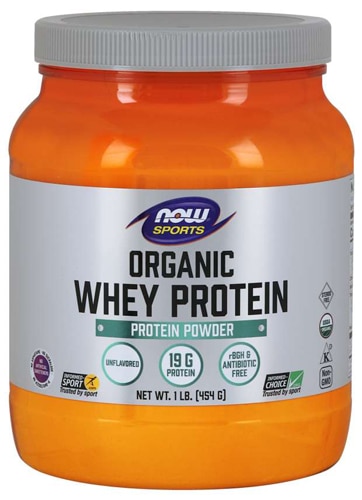 Спортивный органический сывороточный протеин без вкуса – 1 фунт NOW Foods
