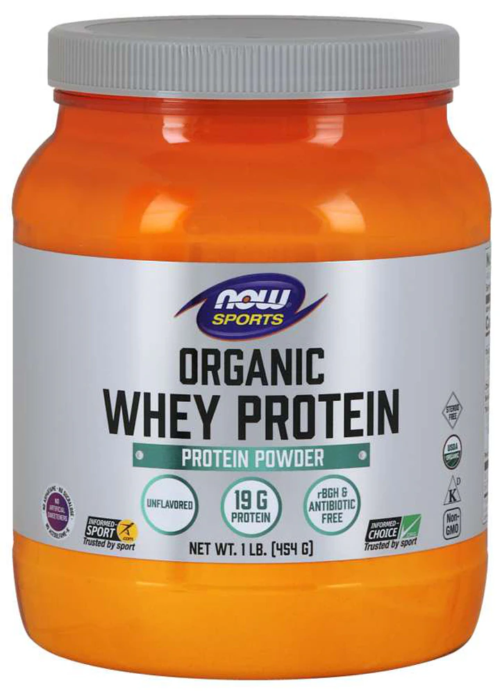 Sports Organic Whey Protein - Informed Sport Certified Unflavored (Без вкуса) -- 1 lb (Фунты) NOW Foods