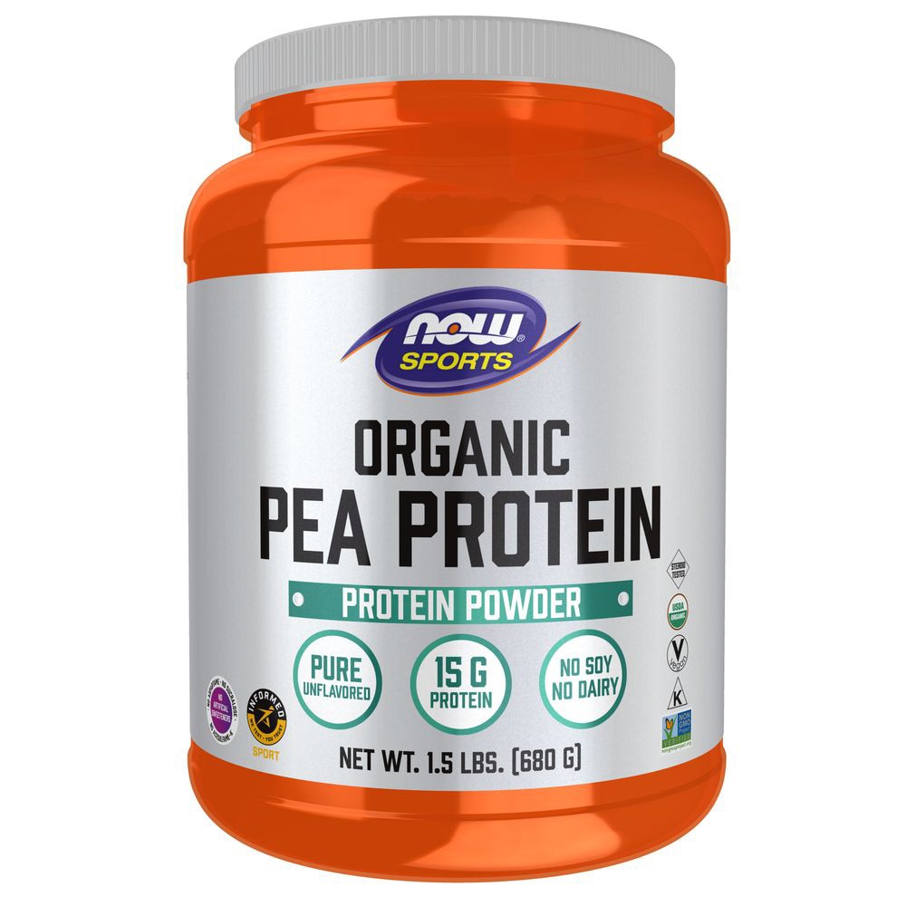 Sports Organic Pea Protein Powder (Порошок) - Informed Sport Certified Pure Unflavored (Без вкуса) -- 1.5 lbs NOW Foods