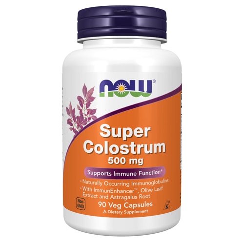 Super Colostrum -- 500 mg - 90 Veg Capsules (Вегетарианские капсулы) NOW Foods