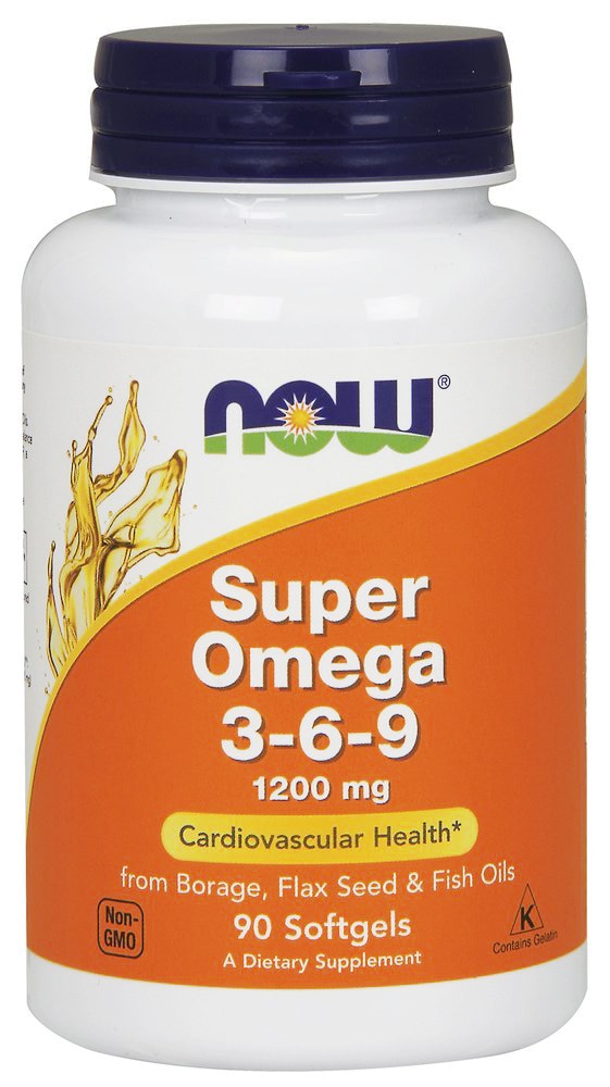 Super Omega 3-6-9 -- 1200 mg - 90 Softgels (Мягкие капсулы) NOW Foods