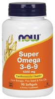 Super Omega 3-6-9 -- 1200 mg - 90 Softgels (Мягкие капсулы) NOW Foods