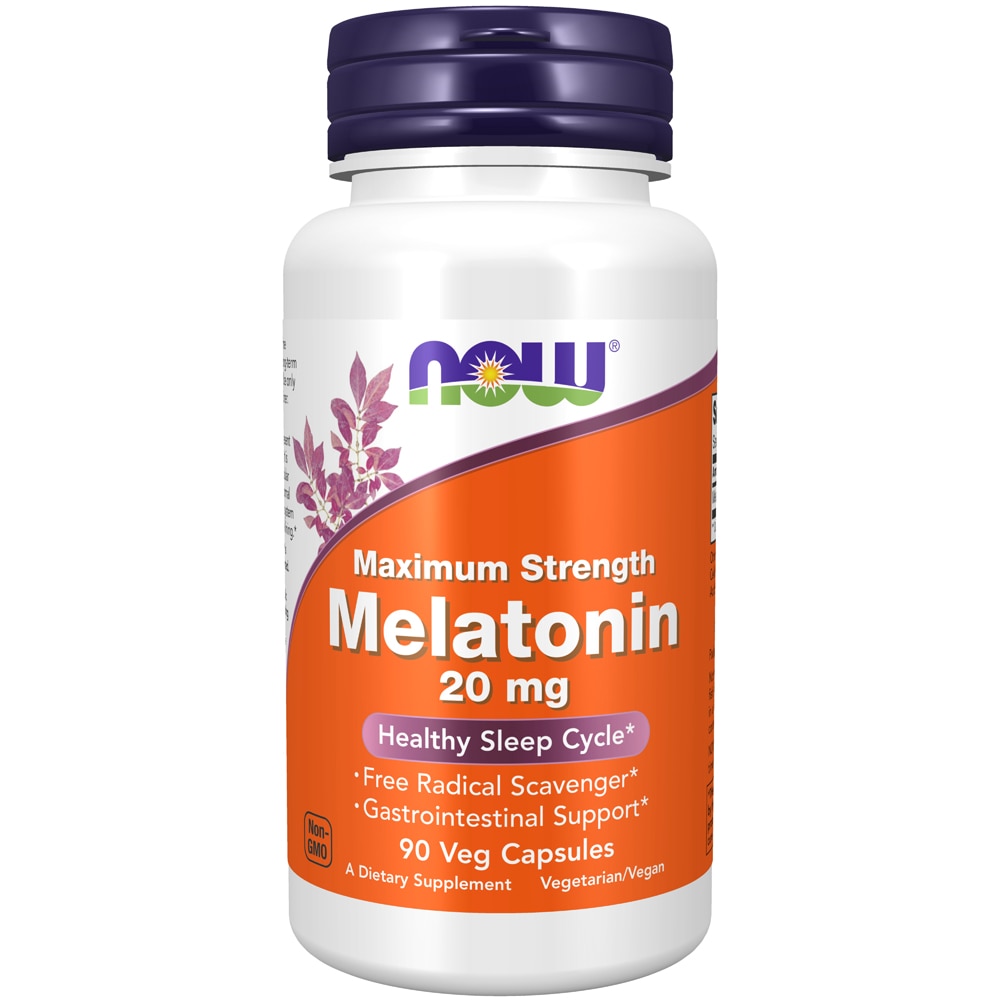 Мелатонин Максимальная Сила - 20 мг - 90 растительных капсул - NOW Foods NOW Foods