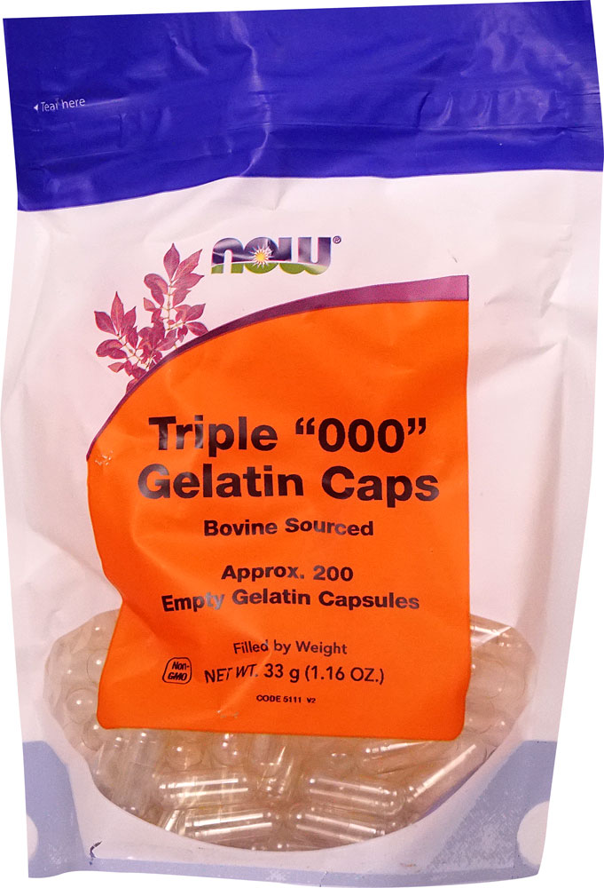 Triple "000" Gelatin Caps -- 200 Capsules (Капсулы) NOW Foods