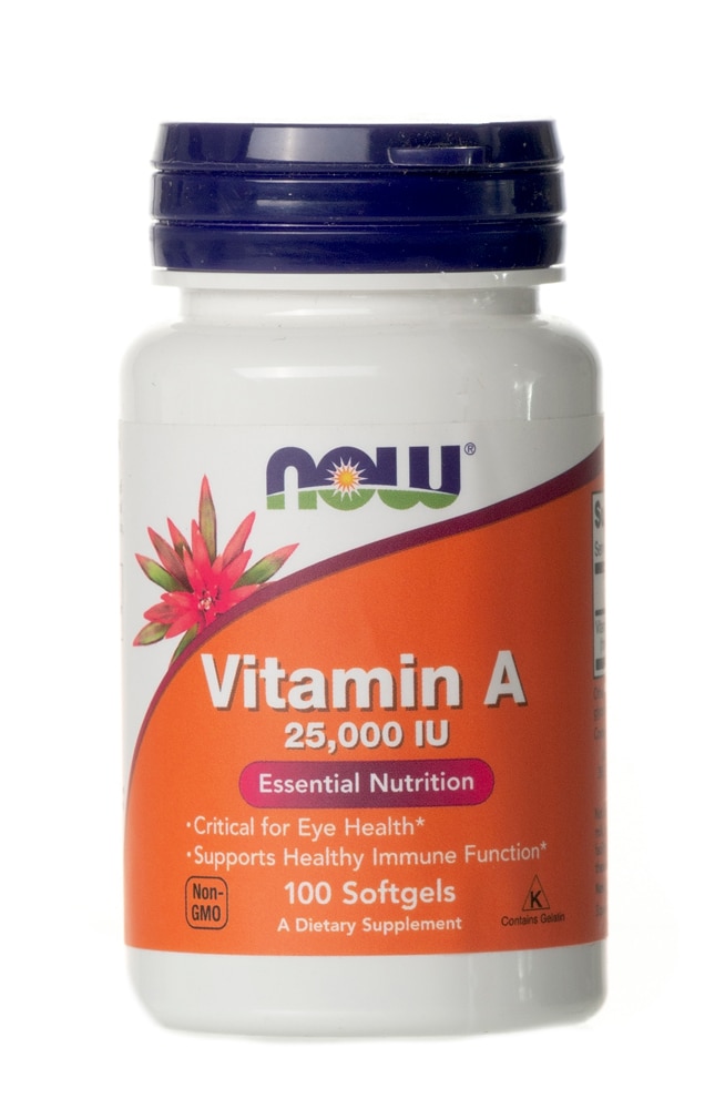 Витамин А - 25000 МЕ - 100 мягких капсул - NOW Foods NOW Foods