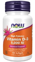 Витамин D-3 - 5000 МЕ - 120 мягких капсул - NOW Foods NOW Foods