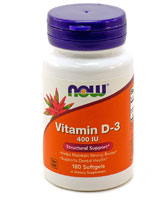 Витамин D-3 - 400МЕ - 180 мягких капсул - NOW Foods NOW Foods