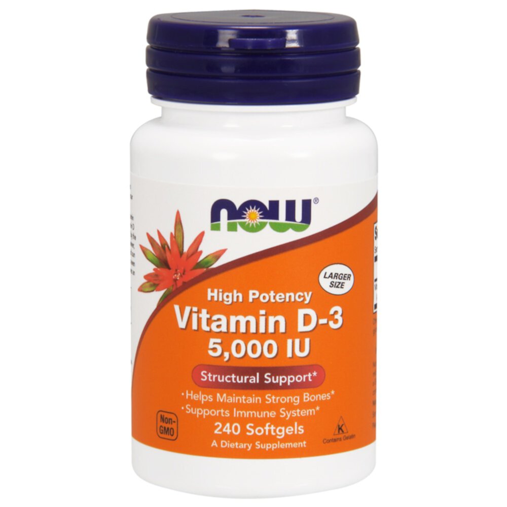 Витамин D-3 - 5000 МЕ - 240 мягких капсул - NOW Foods NOW Foods