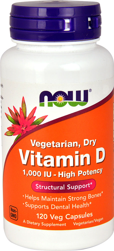 Vitamin D Vegetarian, Dry -- 1000 IU - 120 Veg Capsules (Вегетарианские капсулы) NOW Foods