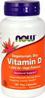 Vitamin D Vegetarian, Dry -- 1000 IU - 120 Veg Capsules (Вегетарианские капсулы) NOW Foods