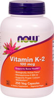 Vitamin K2 -- 100 mcg - 250 Vegetarian Capsules (Вегетарианские капсулы) NOW Foods